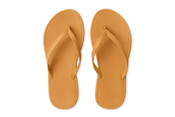 Pair of brown leather flip-flops for summer fashion