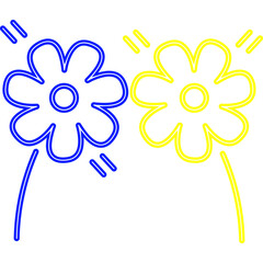 Neon Flower Doodle Decoration
