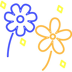 Neon Flower Doodle Decoration