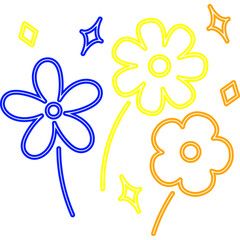 Neon Flower Doodle Decoration