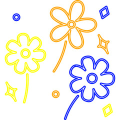 Neon Flower Doodle Decoration