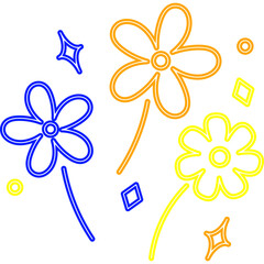 Neon Flower Doodle Decoration