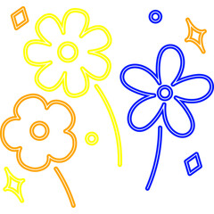Neon Flower Doodle Decoration
