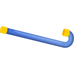Blue and Yellow Snorkel Tube for Underwater Exploration and Diving Activities on Transparent Background