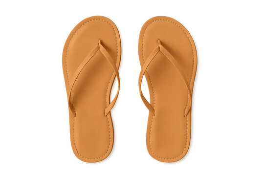 Pair of brown leather flip-flops for summer fashion