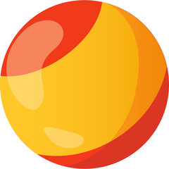 Bright Orange and Yellow Sphere with Red Accents Smooth Surface Reflecting Light Isolated on Transparent Background