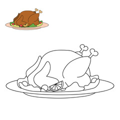 Roasted Thanksgiving Turkey Dinner Menu Coloring Pages Thanksgiving Worksheet For Kids Printable Vector