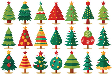 Obraz premium Diverse collection of festive christmas trees in various styles