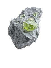 Fototapeta premium Rough gray rock with crystalline green gemstone