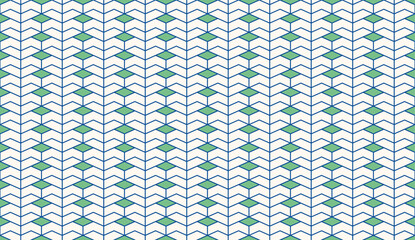 Seamless Geometric Chevron and Diamond Pattern. 3D Isometric Tile Background. Modern abstract vector, ideal for wallpapers, textiles, packaging, digital backdrop. Blue teal 053
