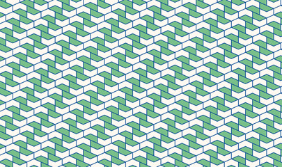 Seamless geometric 3D zigzag chevron pattern. An ideal background for contemporary digital and print. Interlocking Hexagonal Tessellation. Blue teal 054