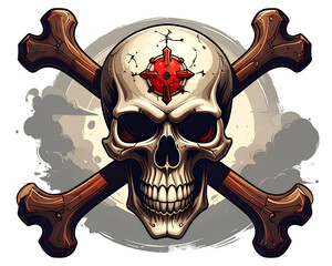  Firefly_Crossbones skull mark flat illustration ( danger - warning) - png ( background transp
