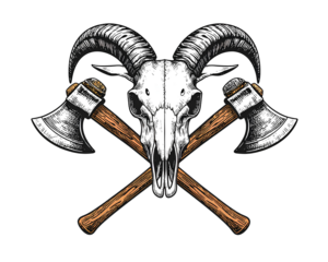 Firefly_Nordic mythology inspiration with thors hammer and goat skull engraving for creative (2)