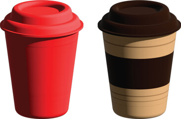 Red plastic cup isolated disposable beverage container on a white background