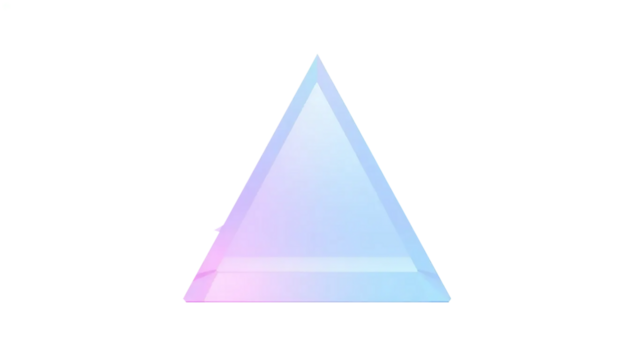 triangular glass prism with light dispersion, rainbow spectrum refraction, clean minimal scene, isolated transparent background.
