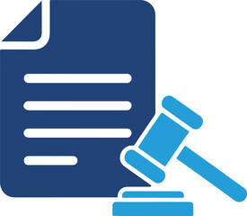 Obraz premium Law and justice document with gavel, vector illustration