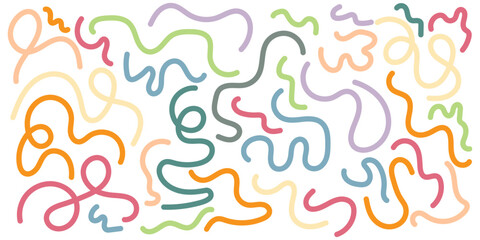Colorful abstract flowing doodle lines pattern background