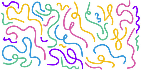 abstract flowing colorful doodle lines pattern background,vector illustration