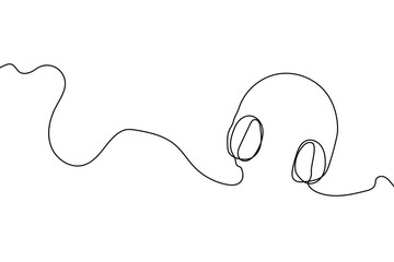 Headphones continuous one line drawing, minimal and clean design