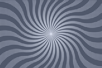 Monochrome comic book sunburst background with halftone dots