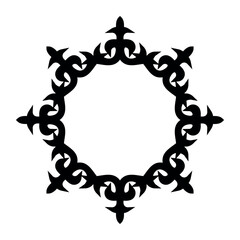 Oriental pattern with arabesques and floral elements. Black and white ornament.