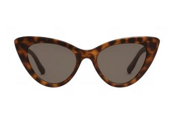 Tortoiseshell cat eye sunglasses protecting eyes, transparent background