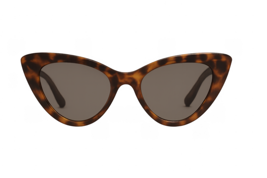 Tortoiseshell cat eye sunglasses protecting eyes, transparent background