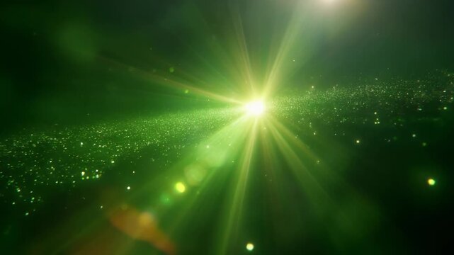 Beautiful Green Light Burst with Sparkling Particles for Stunning Visuals