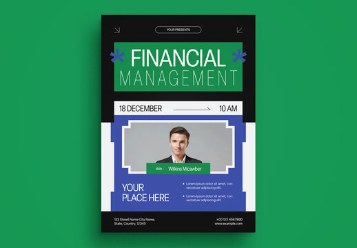 Black And Blue Financial Management Flyer Layout