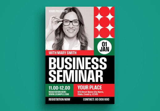 Black Geometry Business Seminar Flyer Layout