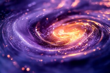 Colorful abstract image of a bright spiral galaxy in deep space