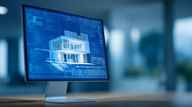 Modern Architectural Design Software on Computer Screen for Innovative Building Projects