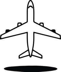 Illustrator airplane vector simple top view outline black Silhouette vector