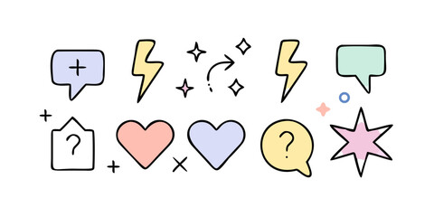 Hand drawn doodle set for social media design