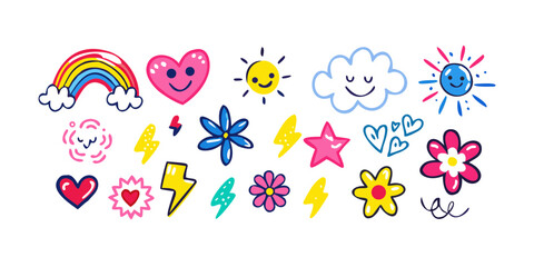 Set of cute doodle design elements