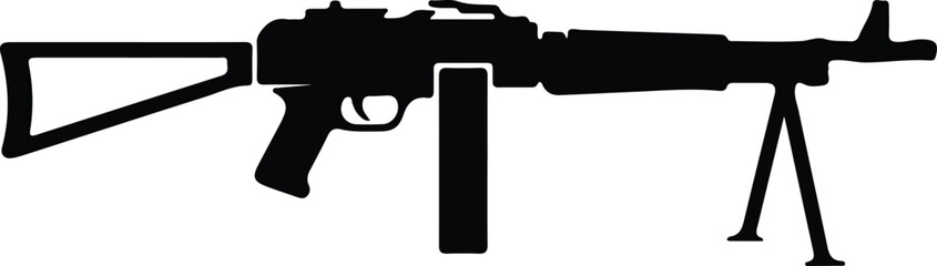 Illustrator Light machine gun black vector illustration Silhouette vector