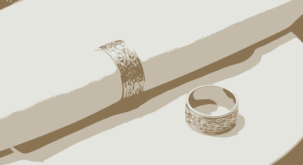 Vintage Gold Wedding Rings Close-Up Showing Exquisite Design Details on Table