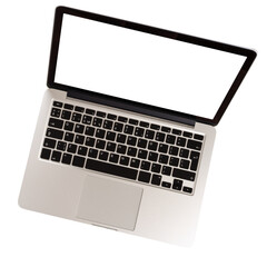 modern laptop or macbook ; isolated on a transparent background