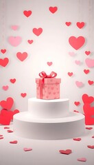 Gift Box Paper Hearts Valentine'S Day Holiday Background