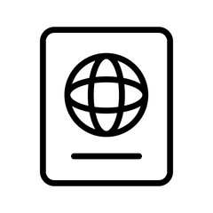Passport icon set featuring travel documents, international identification, visa, global mobility, and border crossing in a clean modern line graphic style