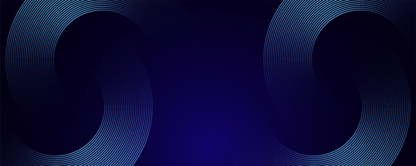Abstract glowing circle lines on dark blue background. Geometric stripe line art design. Futuristic technology concept. Modern shiny blue lines. eps10