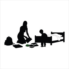 Packing Up for School Together - Back To School Vector