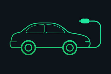 Fototapeta premium Car Outline with Glowing Charger Port