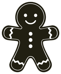Gingerbread Man Simple Icon Silhouette Holiday Decoration Christmas Treat Baked Food