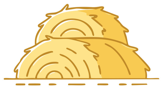 Stylized hay bales illustration representing autumnal harvest and rural farming scenes, ideal for fall themes