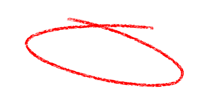 hand drawing different circles isolated on the transparent background, Handwritten red circle. For marking text, numbers, marker pen, pencil, logo, hand-drawn doodle grunge circle highlights