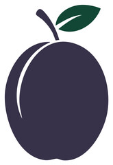Fototapeta premium Stylized purple plum with leaf illustration. Organic fruit for food design.