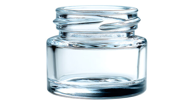 Empty clear glass jar isolated on transparent background