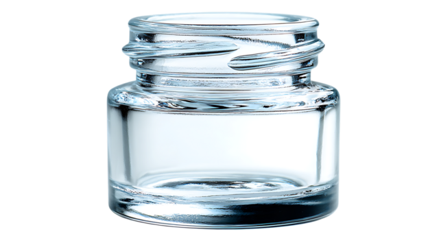 Empty clear glass jar isolated on transparent background - Powered by Adobe