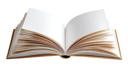 Open book with blank pages isolated on transparent background for reading